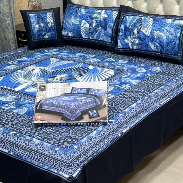 Dream Panel 3D Crystal Cotton King Size 4pc Bedsheet Set – Winter 2025 Home Collection | Code: SS-Pan-15
