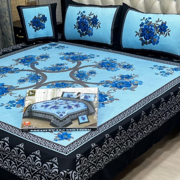 Dream Panel 3D Crystal Cotton King Size 4pc Bedsheet Set – Winter 2025 Home Collection | Code: SS-Pan-18