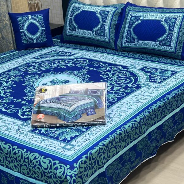 Dream Panel 3D Crystal Cotton King Size 4pc Bedsheet Set – Winter 2025 Home Collection | Code: SS-Pan-02