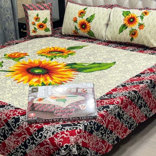 Dream Panel 3D Crystal Cotton King Size 4pc Bedsheet Set – Winter 2025 Home Collection | Code: SS-Pan-22