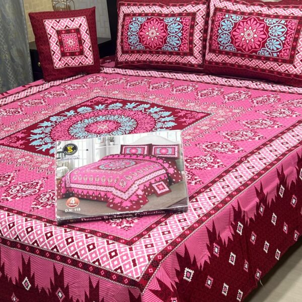 Dream Panel 3D Crystal Cotton King Size 4pc Bedsheet Set – Winter 2025 Home Collection | Code: SS-Pan-25