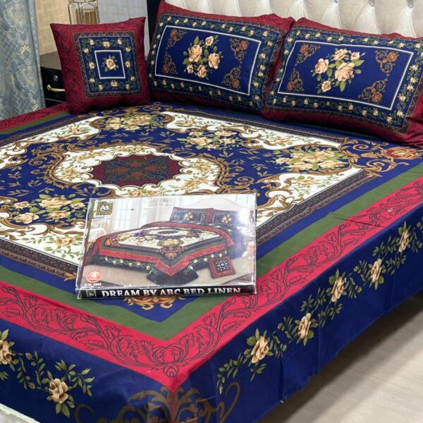 Dream Panel 3D Crystal Cotton King Size 4pc Bedsheet Set – Winter 2025 Home Collection | Code: SS-Pan-27