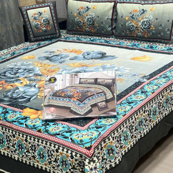 Dream Panel 3D Crystal Cotton King Size 4pc Bedsheet Set – Winter 2025 Home Collection | Code: SS-Pan-29