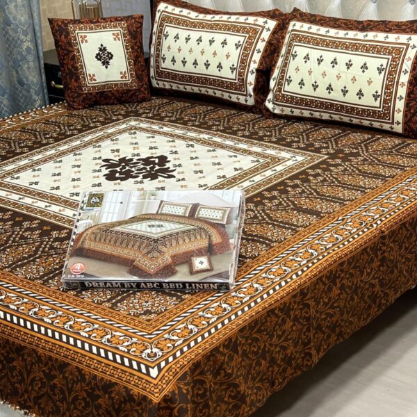 Dream Panel 3D Crystal Cotton King Size 4pc Bedsheet Set – Winter 2025 Home Collection | Code: SS-Pan-30