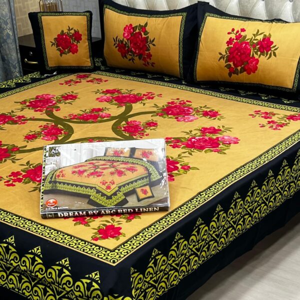 Dream Panel 3D Crystal Cotton King Size 4pc Bedsheet Set – Winter 2025 Home Collection | Code: SS-Pan-07