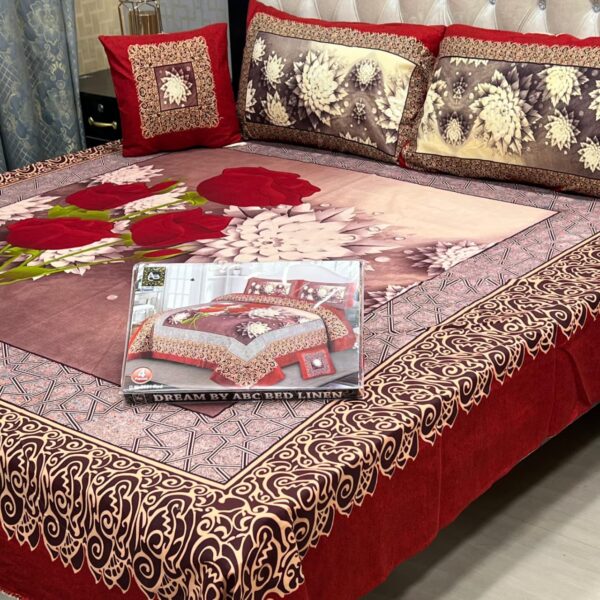 Dream Panel 3D Crystal Cotton King Size 4pc Bedsheet Set – Winter 2025 Home Collection | Code: SS-Pan-08