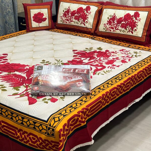Dream Panel 3D Crystal Cotton King Size 4pc Bedsheet Set – Winter 2025 Home Collection | Code: SS-Pan-09
