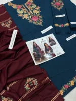 Jazmin Premium Dhanak 3 Piece Unstitched Embroidered Suit – Winter 2025 Collection by sarastore.pk