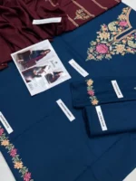 Jazmin Premium Dhanak 3 Piece Unstitched Embroidered Suit – Winter 2025 Collection by sarastore.pk