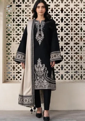 Jazmin Premium Dhanak 3 Piece Unstitched Embroidered Suit – Winter 2025 Collection by sarastore.pk