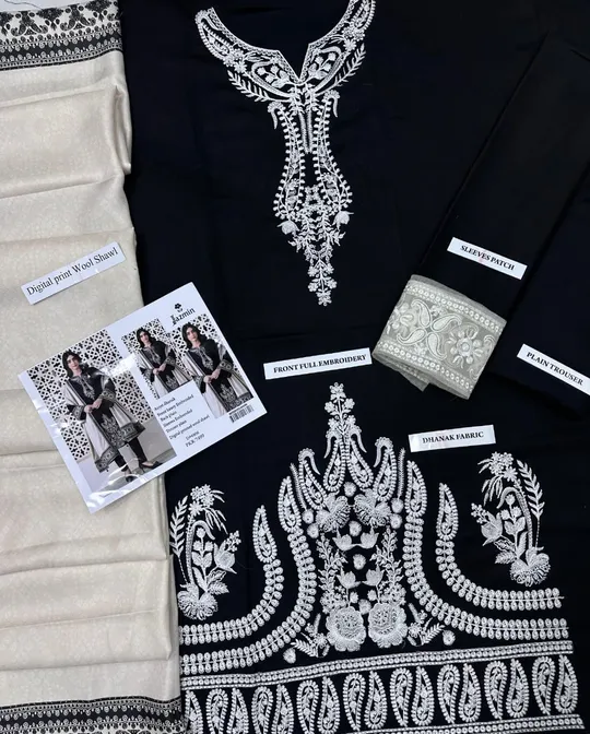 Jazmin Premium Dhanak 3 Piece Unstitched Embroidered Suit – Winter 2025 Collection Code SS-JZ-09 sarastore.pk (2)