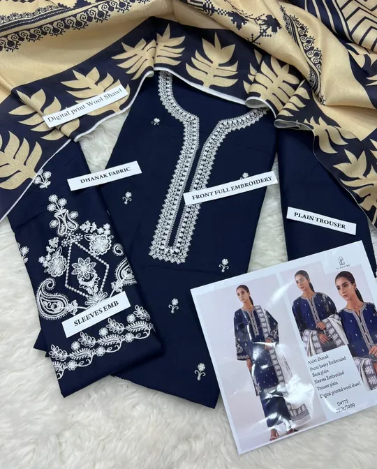 Sapphire Premium Dhanak 3 Piece Unstitched Embroidered Suit – Winter 2025 Collection Code SS-SPH-09 (4) Sapphire Premium Dhanak 3 Piece Unstitched Embroidered Suit – Winter 2025 Collection by sarastore.pk