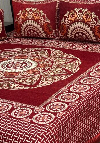 Velvet Jacquard King Size 4pc Bedsheet Set in Red – Winter 2025 Home Collection available at sarastore.pk