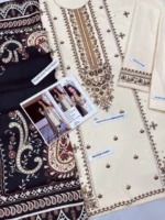 Asim Jofa Premium Dhanak 3 Piece Unstitched Embroidered Suit – Winter 2025 Collection by sarastore.pk
