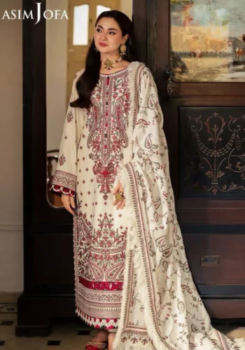 Asim Jofa Premium Dhanak 3 Piece Embroidered Suit with Full Embroidered Shawl – Winter 2025 Collection by sarastore.pk