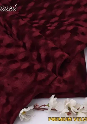 Premium Korean Velvet 2 Piece Unstitched Embossed Suit in Maroon – Winter 2025 Casual Collection by sarastore.pk
