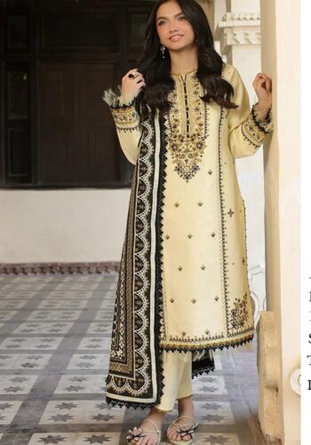 Asim Jofa Premium Dhanak 3 Piece Unstitched Embroidered Suit – Winter 2025 Collection by sarastore.pk
