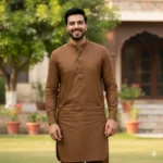 Zrafat Caramel Brown Wash & Wear Men’s Unstitched Suit 2026 Warm Tone Fabric Pakistan