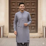 Zrafat Mid Gray Wash & Wear Men’s Unstitched Suit 2026 Practical Fabric Pakistan