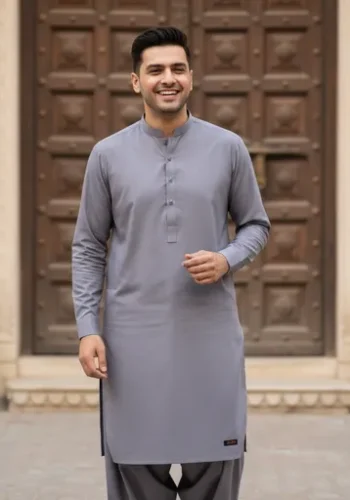 Zrafat Mid Gray Wash & Wear Men’s Unstitched Suit 2026 Practical Fabric Pakistan