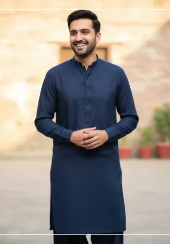 Zrafat Navy Blue Wash & Wear Men’s Unstitched Suit 2026 Pakistan
