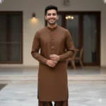 Zrafat Coffee Brown Wash n Wear Men’s Unstitched Suit 2026 Premium Quality Fabric Pakistan