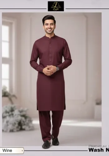 Zrafat Wine Color Wash n Wear Men’s Unstitched Suit 2026 Premium Quality Fabric Pakistan
