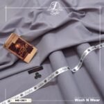 Zrafat Mid Gray Wash & Wear Men’s Unstitched Suit 2026 Practical Fabric Pakistan