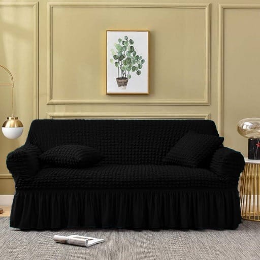 Persian style sofa cover black fitted stretchable with frills price in Pakistan Sarastore.pk 2026