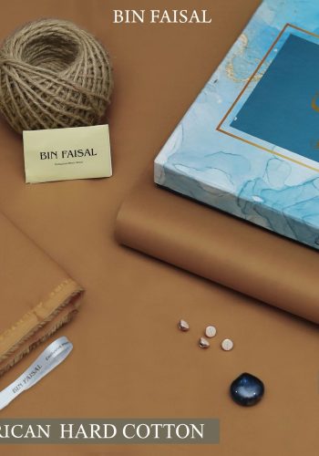 Bin Faisal Summer Collection 2026 Elite Gold American Polo Cotton suit cutting with branded box sarastore.pk