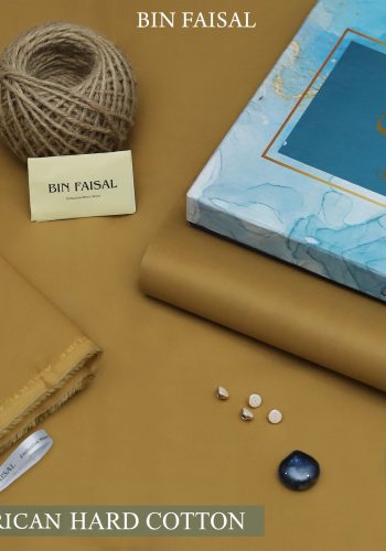 Bin Faisal Summer Collection 2026 Elite Gold American Polo Cotton suit cutting with branded box sarastore.pk
