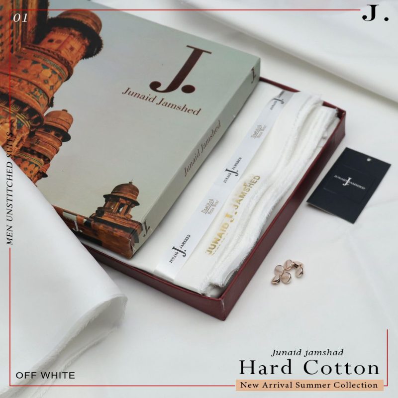 Junaid Jamshed Men’s Luxury Summer Collection 2026 Premium Egyptian Yarn Cotton suit cutting box packing sarastore.pk
