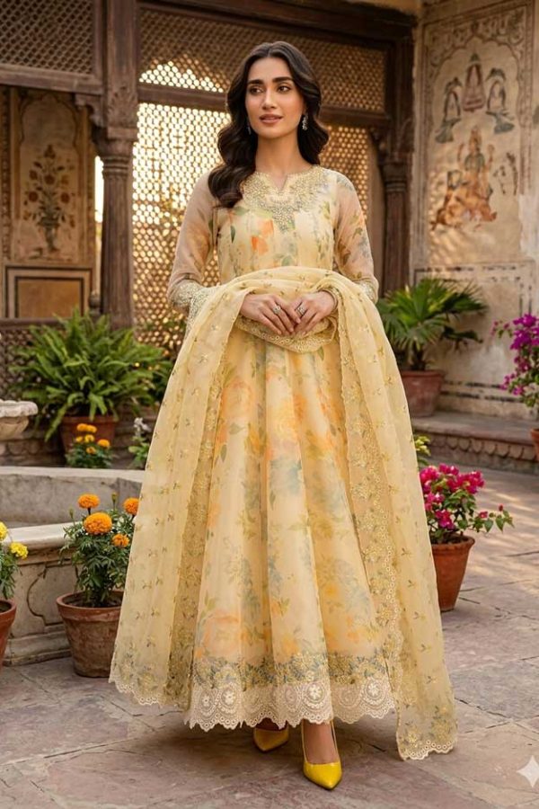 Baroque Eid lawn 3pc unstitched suit 2026 digital printed lawn 90/88 with chiffon dupatta price in Pakistan sarastore.pk