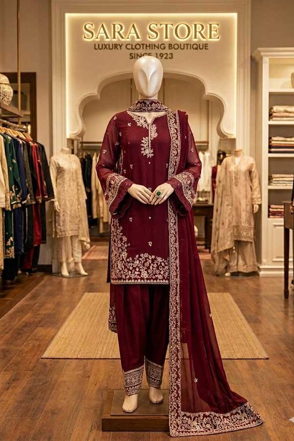 AZURE Summer 2026 Collection 03PCS Unstitched Lawn Suit with bamber embroidery dupatta sarastore.pk