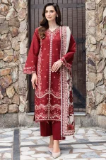 Farasha Airjet Lawn 9070 Code SS-FR-LPD-9028 embroidered lawn suit with digital print voil dobby dupatta sarastore.pk