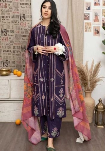 Urge Lawn Suit Code SS-UR-DVD-9036 embroidered suit with digital print voil dobby dupatta sarastore.pk