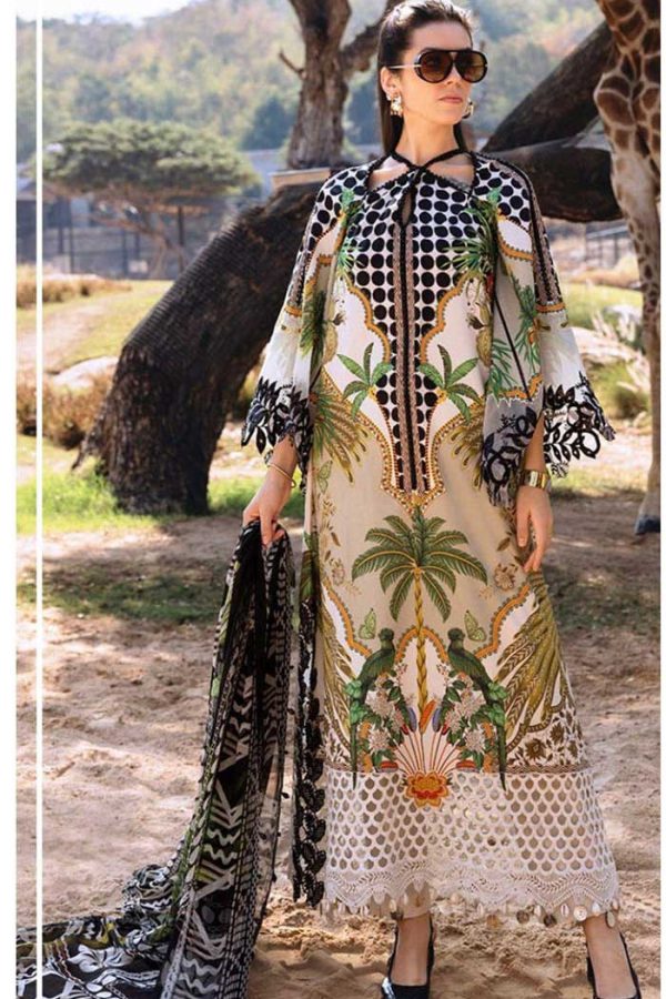 Maria B MPT-2905-A Lawn & Chiffon 3PCS Unstitched Suit Summer 2026 with chiffon dupatta sarastore.pk