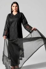 Shanzay Black Airjet Lawn 90/70 Code SS-SZ-CND-9031 embroidered suit with cotton net dupatta sarastore.pk