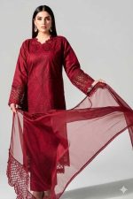 Shanzay Red Airjet Lawn 90/70 Code SS-SZ-CND-9031 embroidered suit with cotton net dupatta sarastore.pk