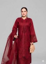 Shanzay Red Airjet Lawn 90/70 Code SS-SZ-CND-9031 embroidered suit with cotton net dupatta sarastore.pk