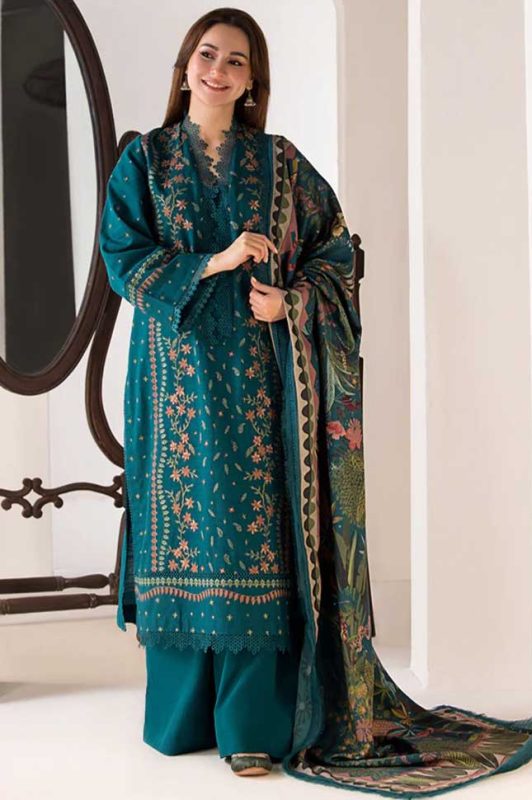 Sobia Nazeer Airjet Lawn 9070 Code 4344 embroidered lawn suit with digital print voil dobby dupatta sarastore.pk