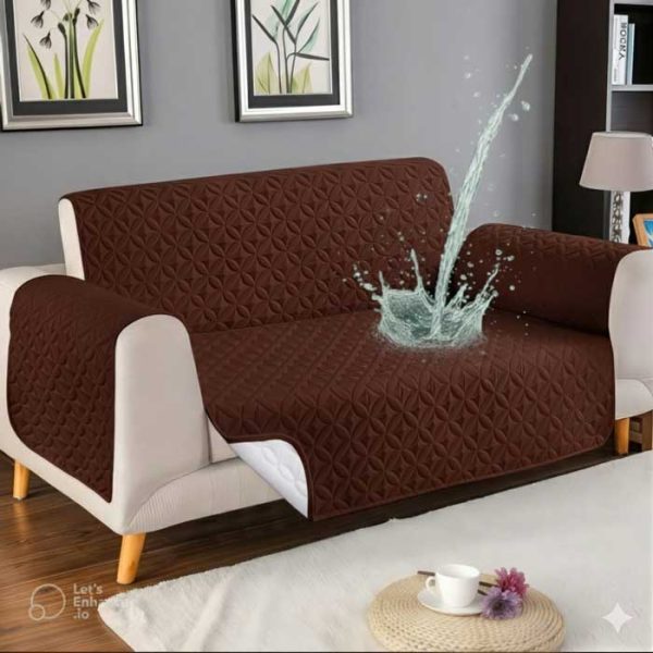 Dark Brown Waterproof Ultrasonic Sofa Cover 4 Layer Quilted Anti Slip Sofa Cover Price in Pakistan