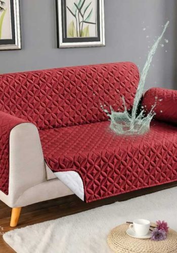 Maroon Waterproof Ultrasonic Sofa Cover 4 Layer Quilted Anti Slip Sofa Cover Price in Pakistan