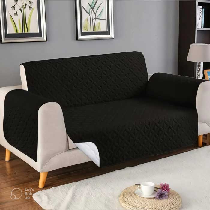 Ultrasonic Microfiber Sofa Cover Black 3 Layer Premium Anti Slip Sofa Cover Pakistan Price