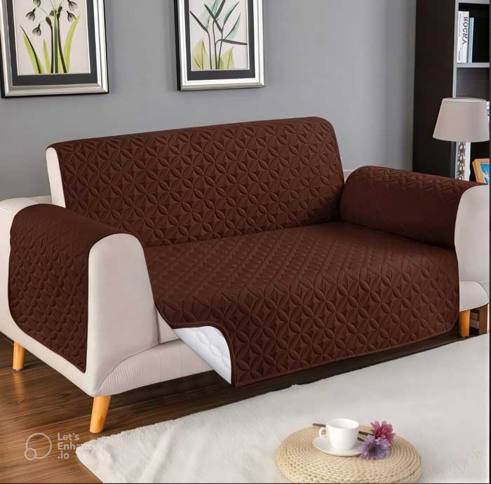 Dark Brown Ultrasonic Microfiber Sofa Runner 3 Layer Anti Slip Sofa Cover Price in Pakistan