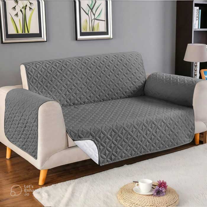 Ultrasonic Microfiber Sofa Cover Gray 3 layer stretchable sofa cover Pakistan sarastore.pk