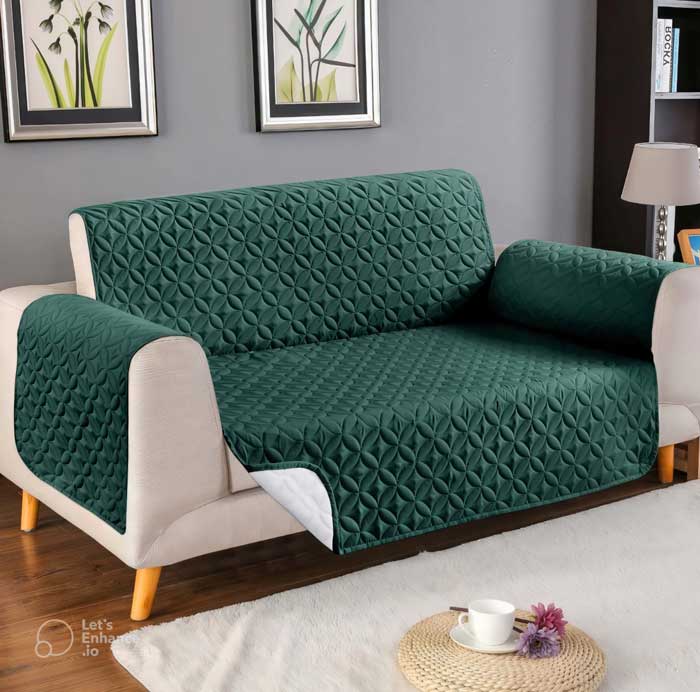 Green Ultrasonic Microfiber Sofa Runner 3 Layer Anti Slip Sofa Cover Price in Pakistan