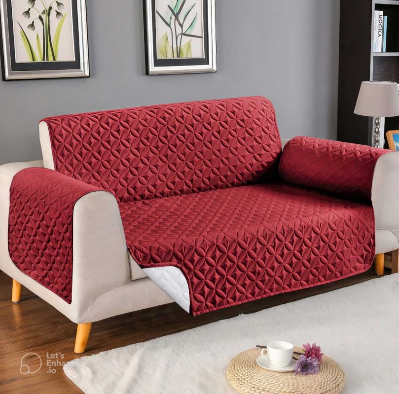 Maroon Ultrasonic Microfiber Sofa Cover 3 Layer Anti Slip Sofa Cover Price in Pakistan