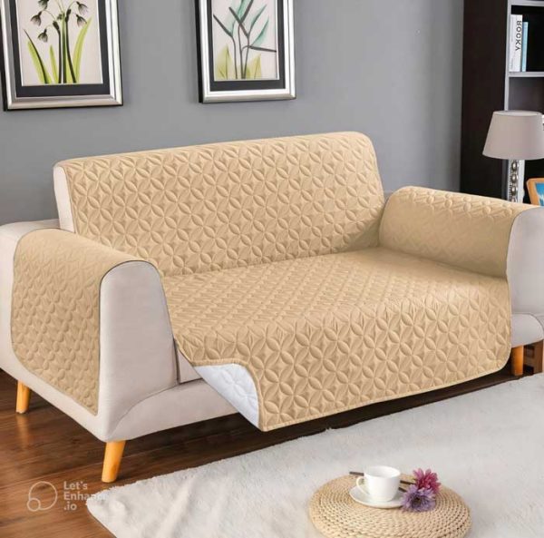 Skin Color Ultrasonic Microfiber Sofa Runner Beige 3 Layer Anti Slip Sofa Cover Price in Pakistan
