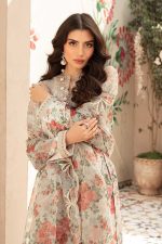 VANIYA 3PC Wedding Floral Design Swiss Lawn Suit Summer 2026 with organza embroidered dupatta and tassels sarastore.pk